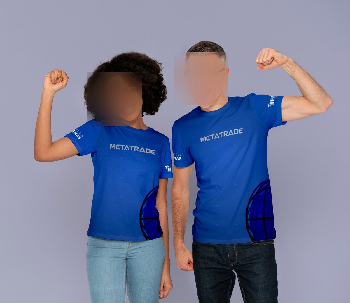 Uniformes do projeto MetaTrade (rostos desfocados)